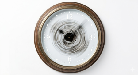 Basic clock, black hands on white background, with the appearance of rapidly & constantly moving hands.