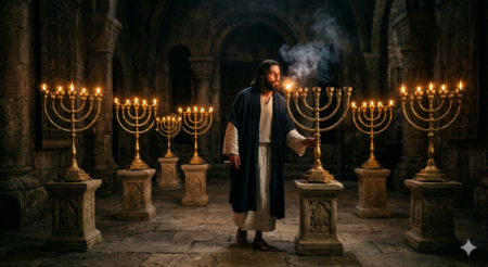 Jesus, walking among the seven lampstands, blowing out the one for the church in Ephesus, preparing to "take it away".
