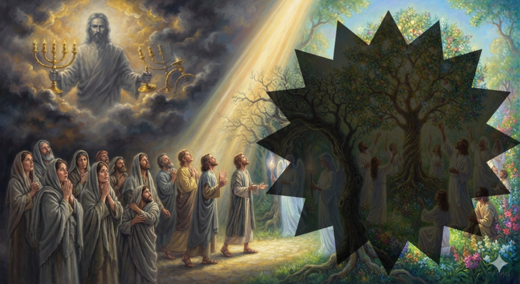 The initial view of the future of the Ephesus church in Revelation, with Jesus removing their lampstand and leaving them in darkness, and a future in God's Paradise with the Tree of Life in it, a faded, unattainable vision.