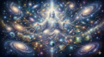 An ethereal image to show God's omniscience with "connections: to various galaxies and other elements in the universe.